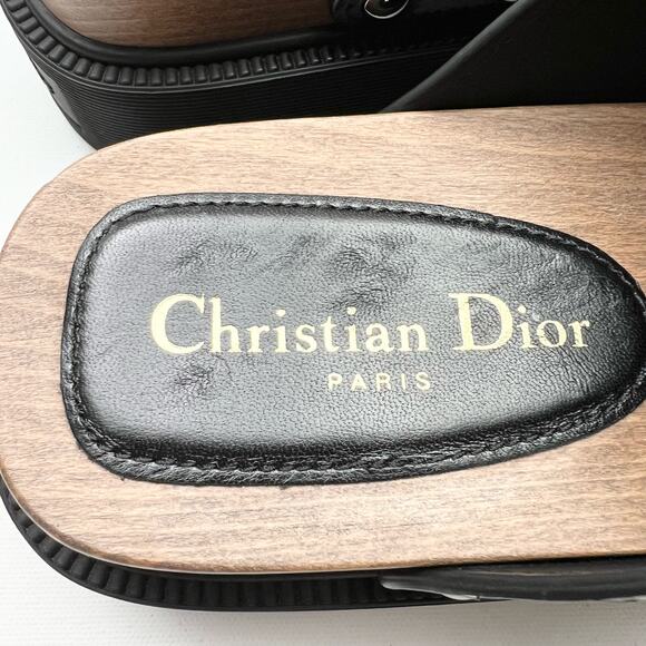 CHRISTIAN DIOR Diorquake Studded Clog EU 41 US 11 Black Buckle Lug Sole Mules - Picture 10 of 15